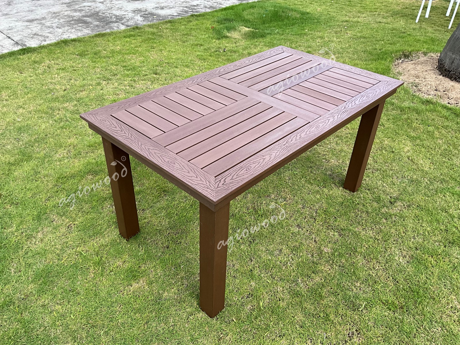 Slat Top Outdoor Rectangular Table 1