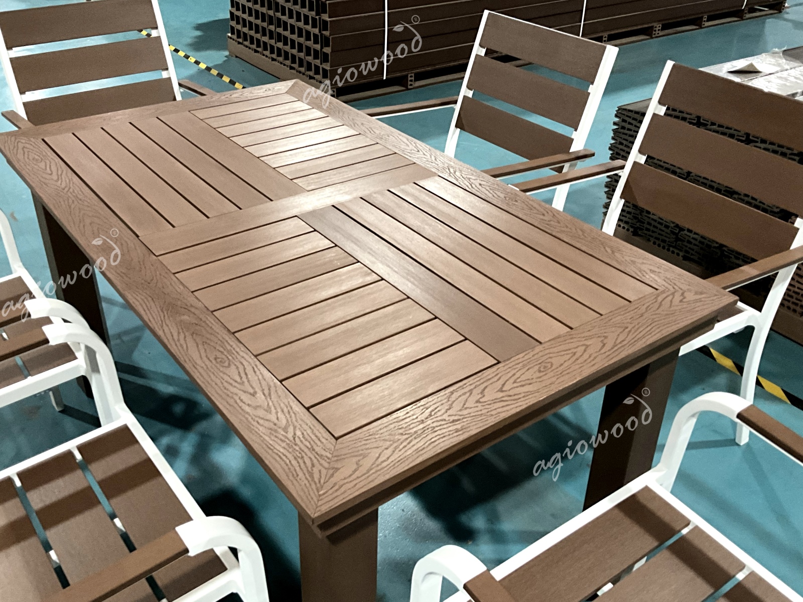 Slat Top Outdoor Rectangular Table 4