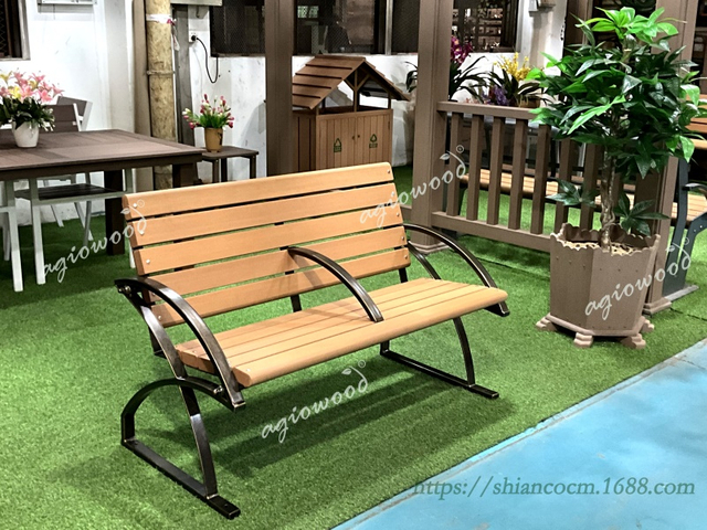 New 2 seats Park Bench with Compact Steel Frame / Backrest