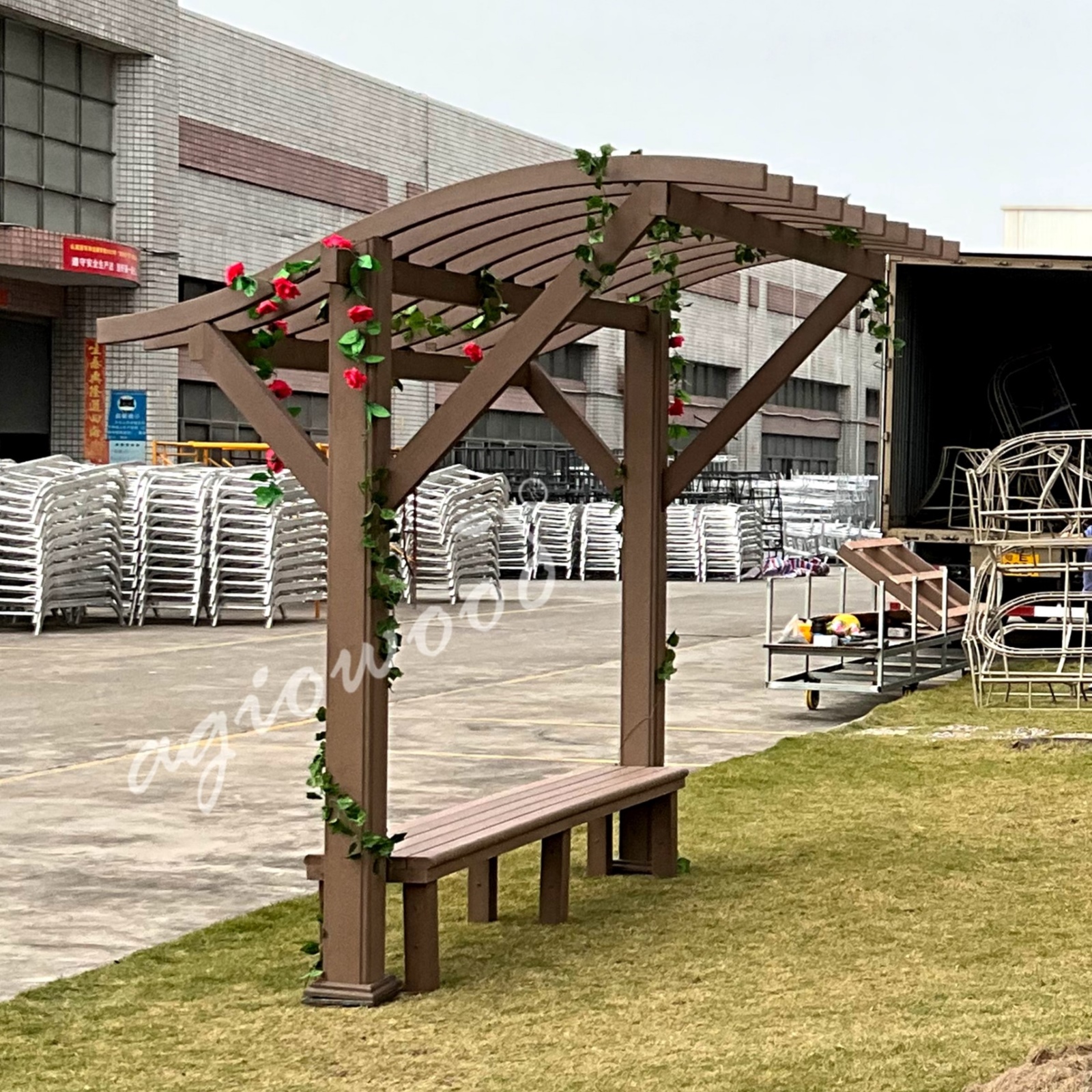 Pergola with Bench 8