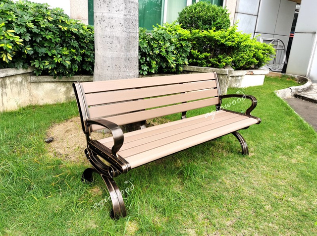 3-seats Park Bench with Backrest and Armrests