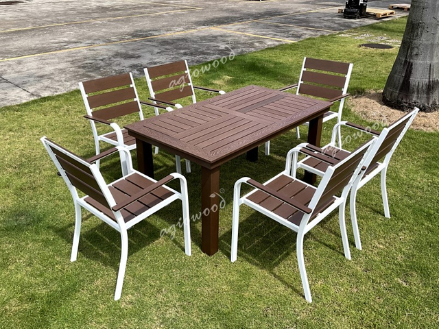 Slat Top Outdoor Rectangular Table